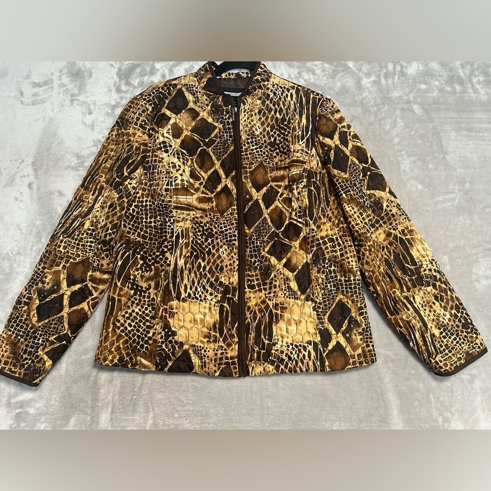 Y2K Quilted Jacket Women’s Large Snakeskin Animal Print Requirements